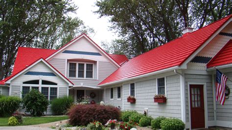 white houses with red metal roofs|metal siding color combinations.